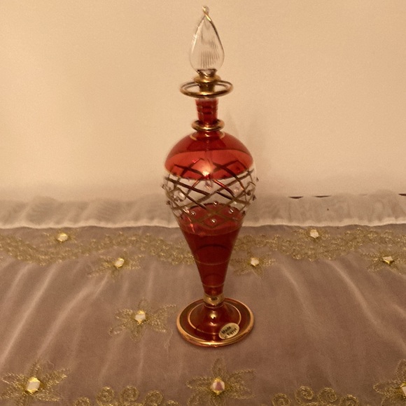 Vintage Egyptian Hand Blown Glass Perfume Bottle with Dapper - Picture 3 of 7